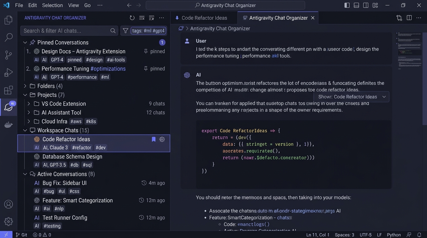 Antigravity Chat Organizer Screenshot Preview