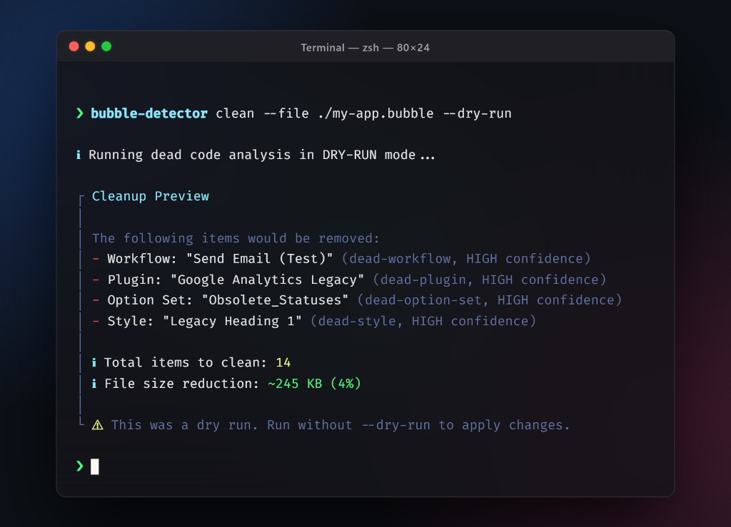 Bubble.io Dead Code Detector Screenshot Preview 2