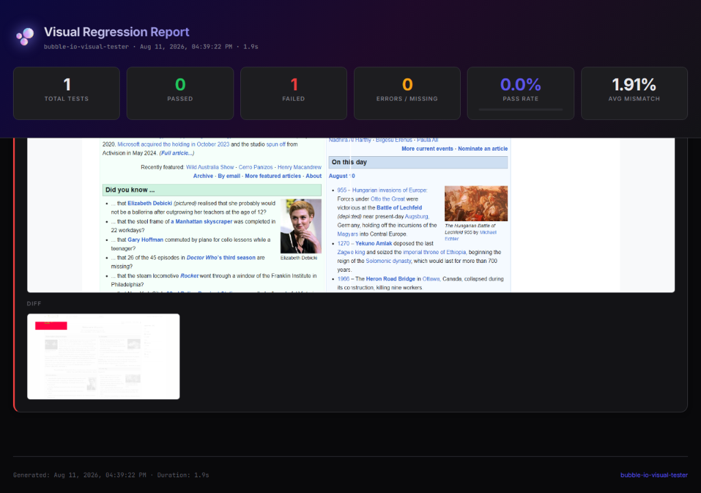 Bubble.io Visual Tester Screenshot Preview 2