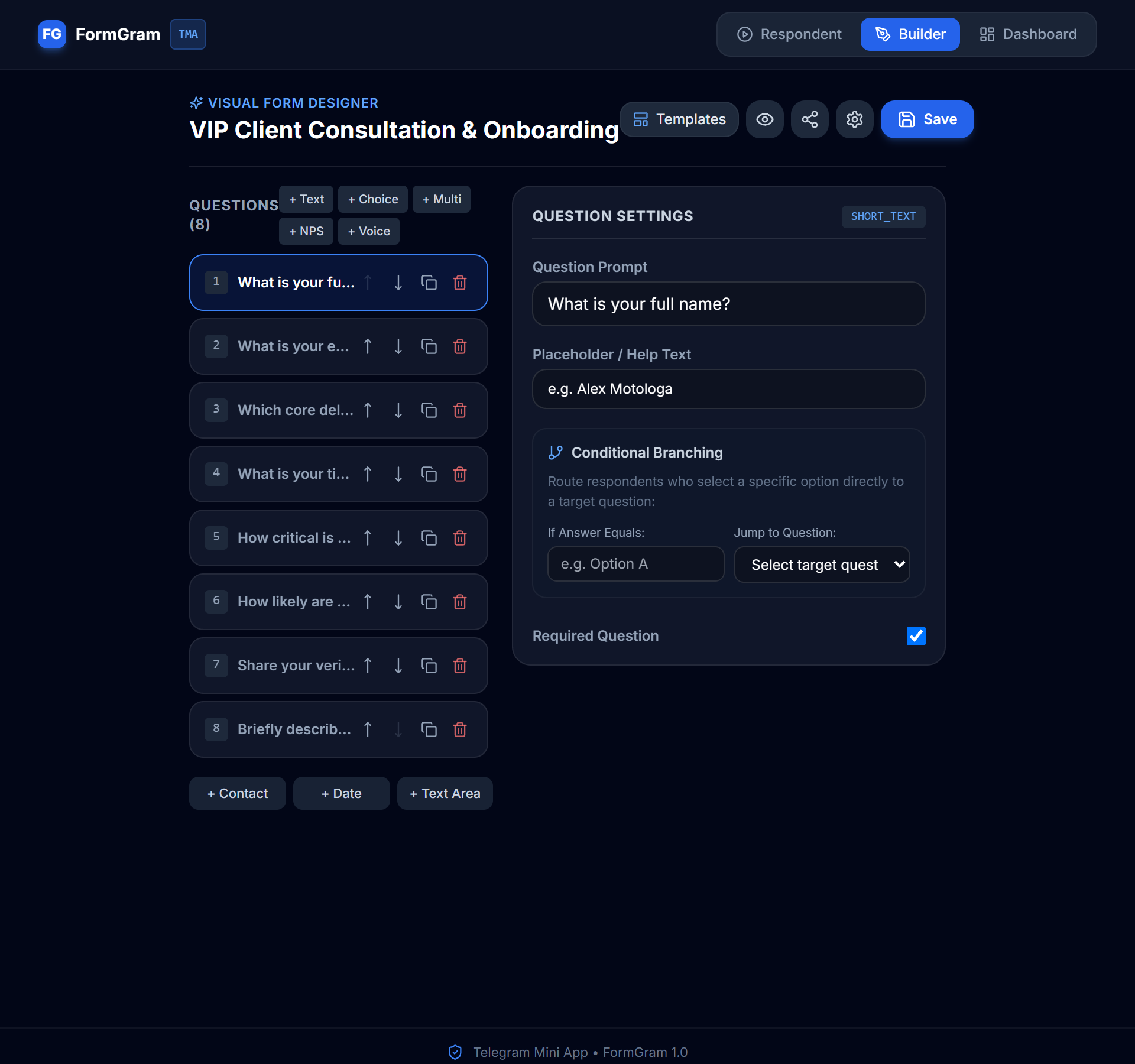 FormGram TMA Screenshot Preview 1