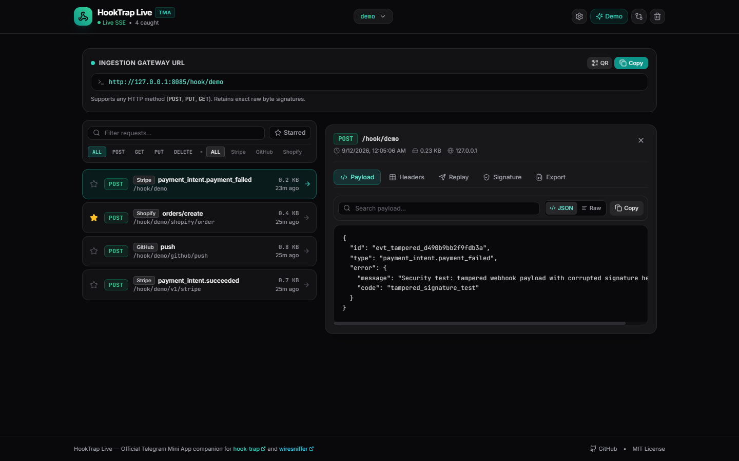 HookTrap Live Screenshot Preview 1