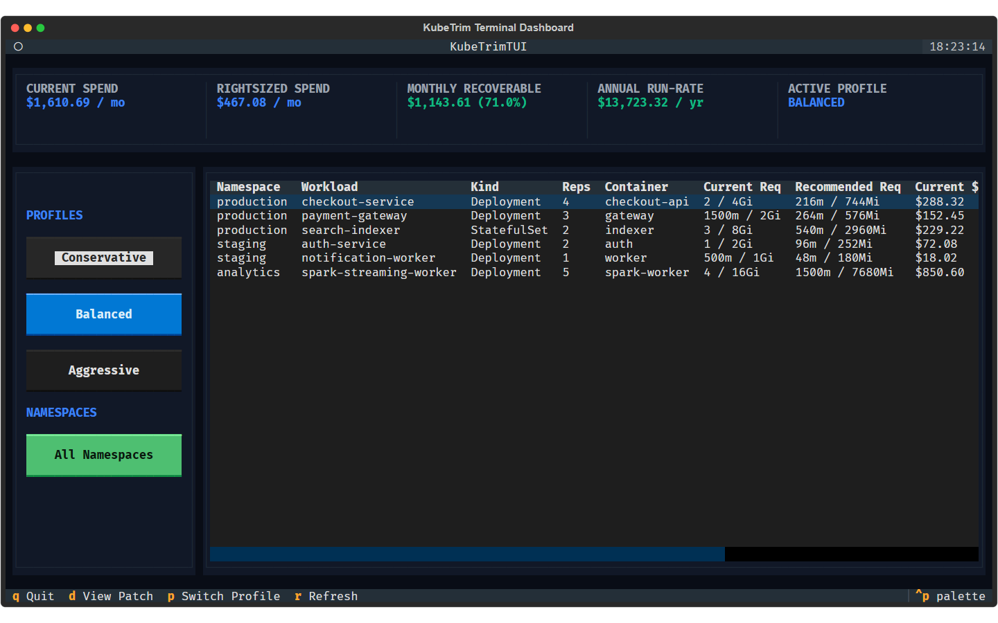 KubeTrim Screenshot Preview 3