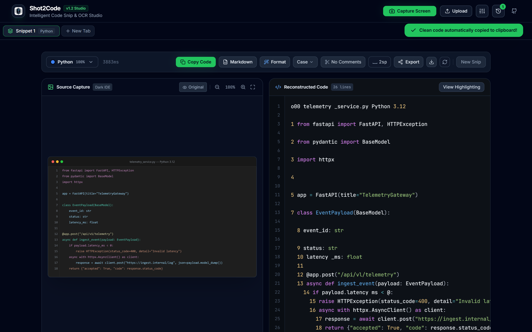 Shot2Code Screenshot Preview 1