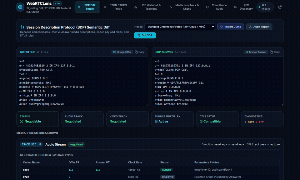 WebRTCLens Screenshot Preview 1