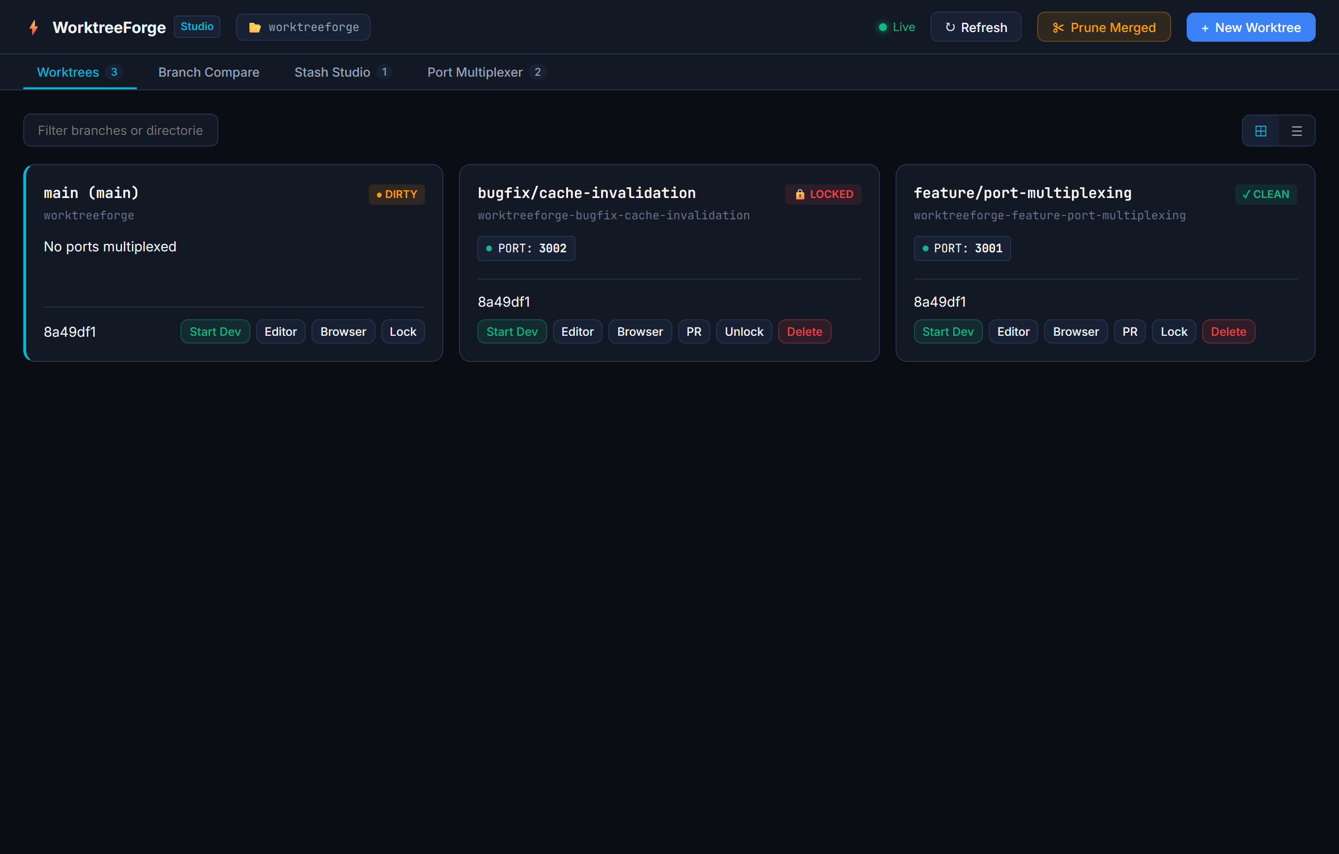 WorktreeForge Screenshot Preview 1